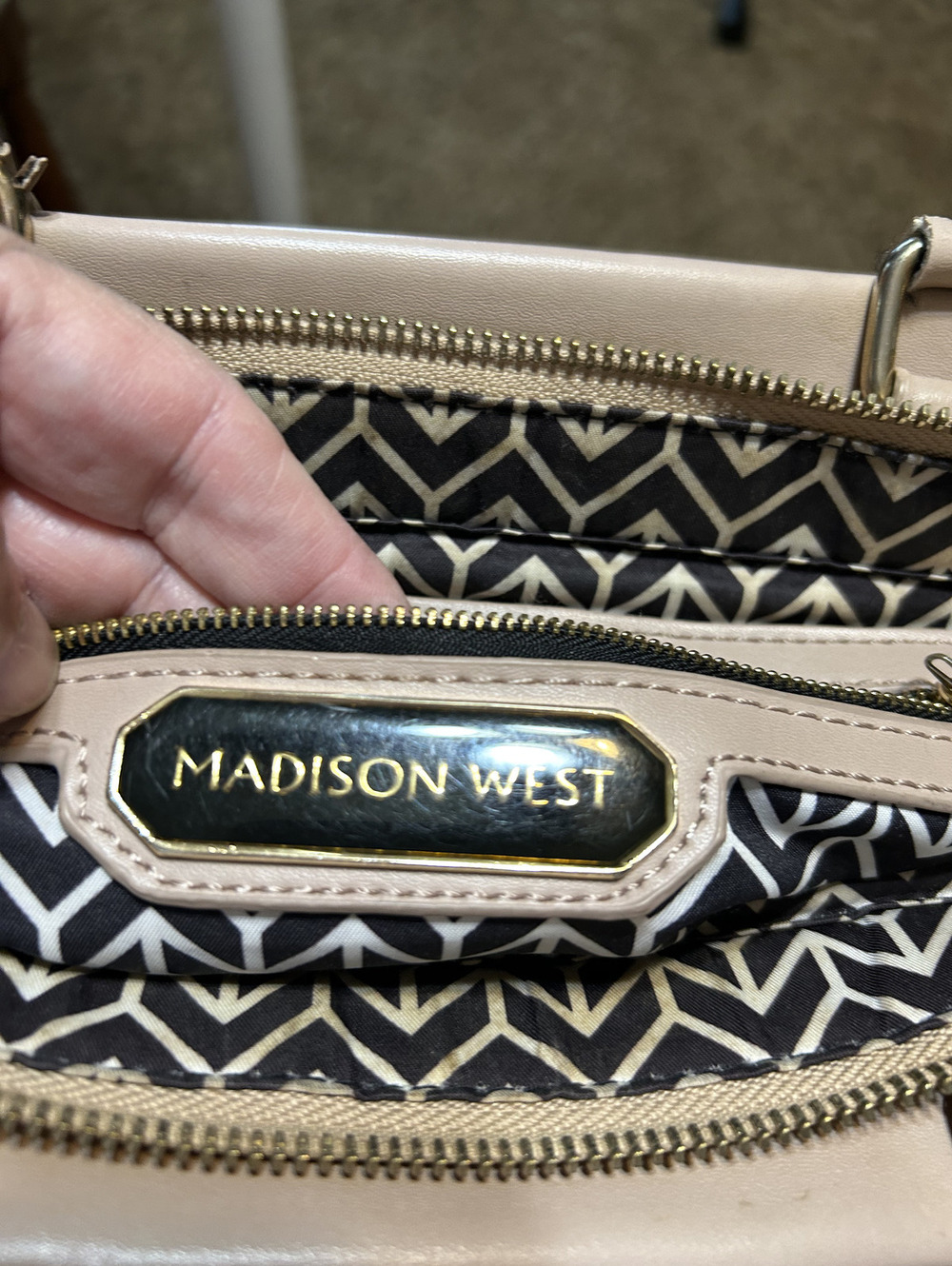 Madison West Beige Tote Handbag - Picture 3 of 4